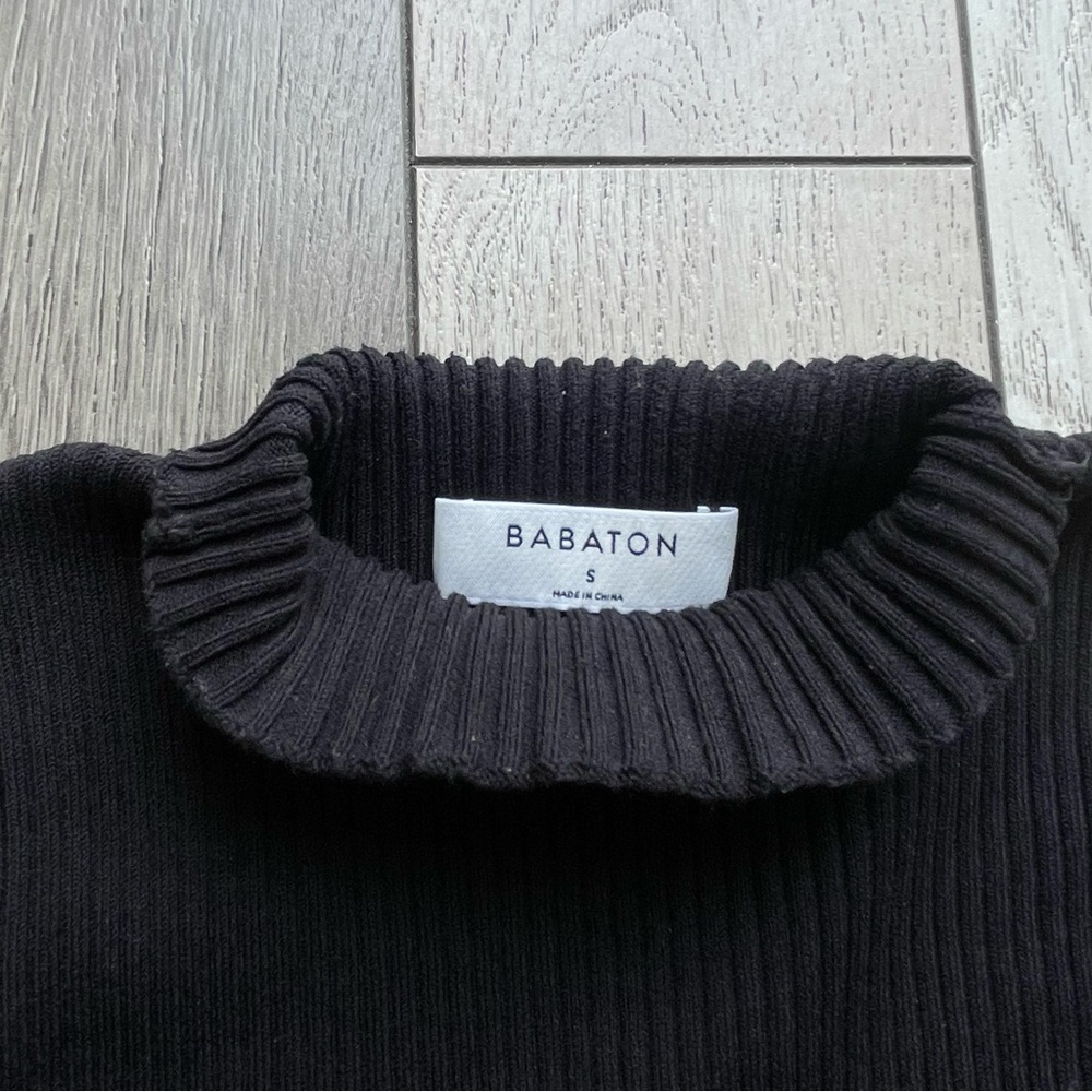Babaton by Aritzia Black Ribbed turtleneck Sweater